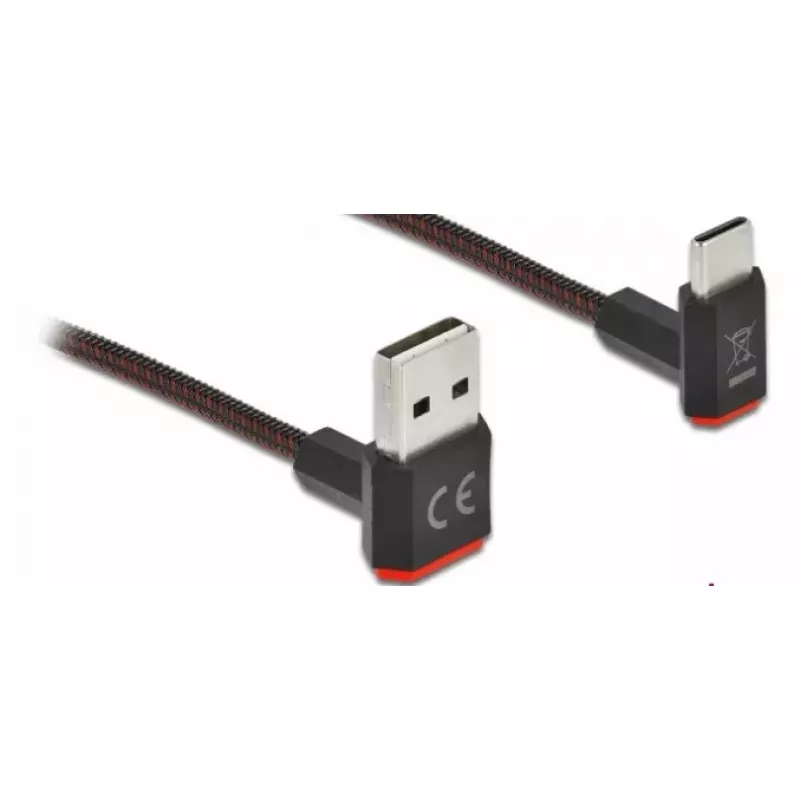 USB laidas DeLOCK EASY-USB 2.0 Type-A kištukas į Type-C kištuką kampinis 1 m juodas