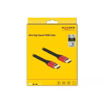 HDMI laidas DeLOCK Ultra High Speed 48 Gbps 8K 60 Hz raudonas 2 m