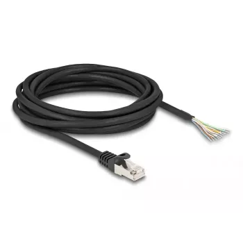 DeLOCK laidas RJ50 kištukas – atviri laidų galai S/FTP 5 m juodas