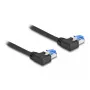 Tinklo kabelis DeLOCK RJ45 Cat.6A S/FTP su kairiuoju kampu 0,5 m juodas