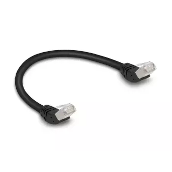 Tinklo kabelis DeLOCK RJ45 Cat.6A S/FTP 45° kampuotas 0,25 m juodas