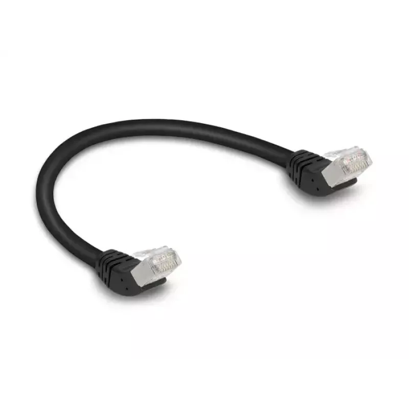 Tinklo kabelis DeLOCK RJ45 Cat.6A S/FTP 45° kampuotas 0,25 m juodas