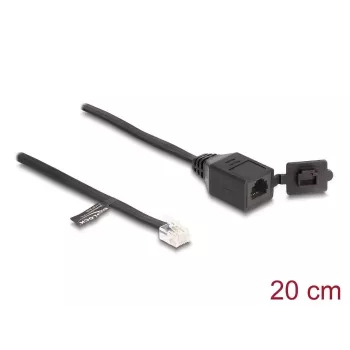DeLOCK kabelis RJ12 kištukas į RJ12 lizdą 20 cm juodas