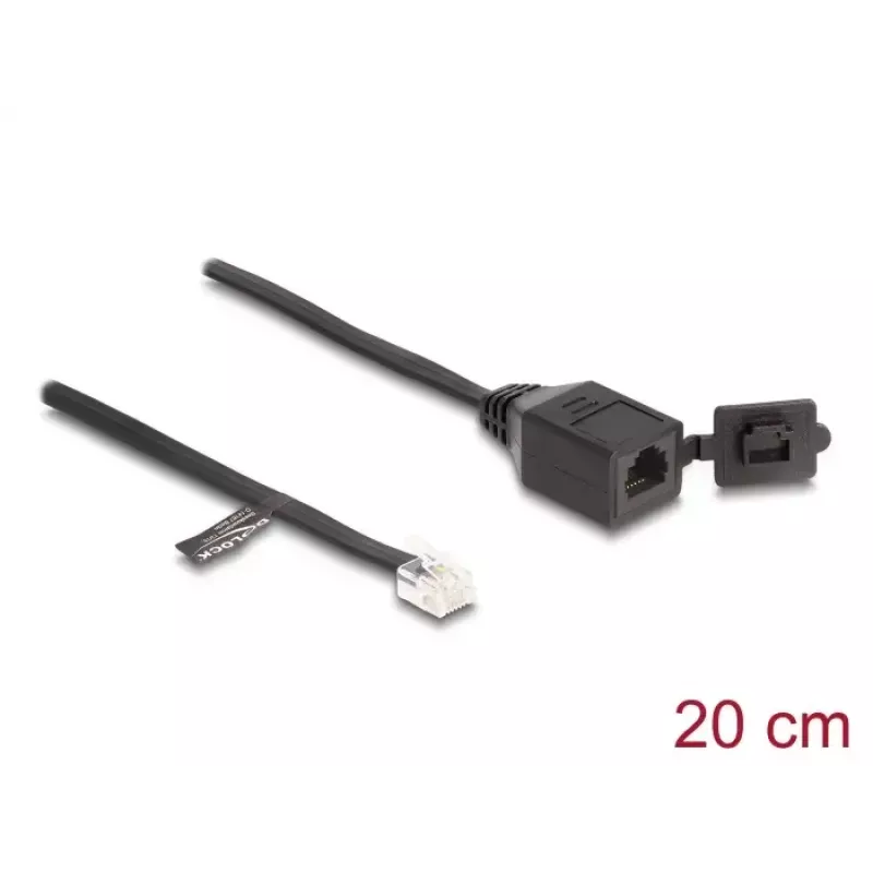 DeLOCK kabelis RJ12 kištukas į RJ12 lizdą 20 cm juodas