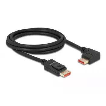 DisplayPort laidas DeLOCK 8K 60 Hz 2 m vyriškas tiesus į vyrišką 90° kairėn lenktą