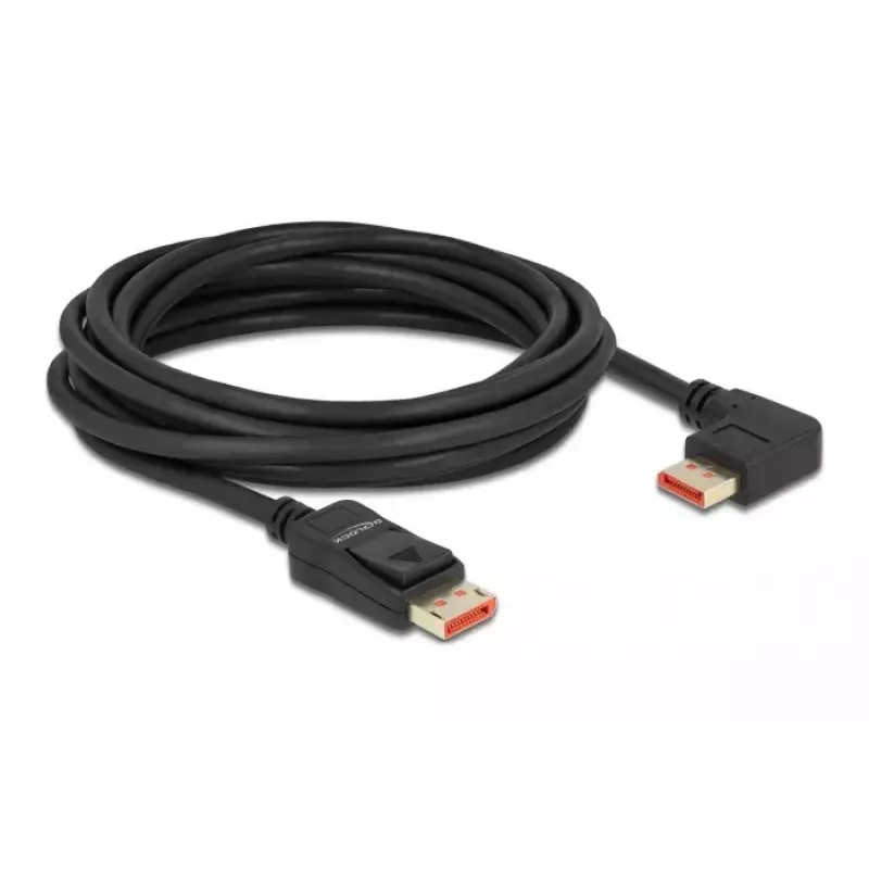 DisplayPort laidas DeLOCK 87049 5 m, tiesus kištukas – 90° kairėn lenktas kištukas, 8K 60 Hz