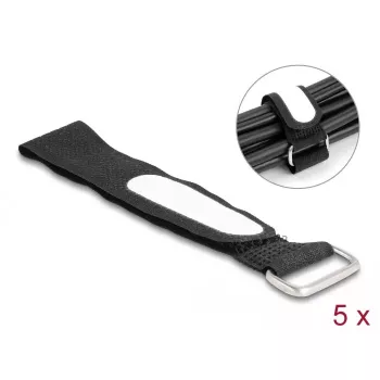 Kabliukų ir kilpelių kabelio raištis DeLOCK 203x20mm juodas 5 vnt.