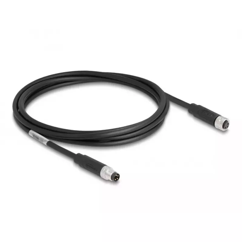 DeLOCK M8 4 kontaktų laidas, A koduotas, kištukas – lizdas, PUR TPU, 2 m