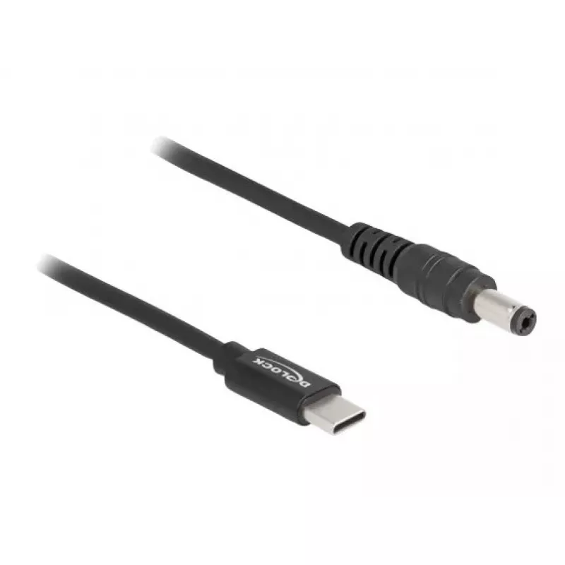 DeLOCK nešiojamojo kompiuterio įkrovimo kabelis USB Type-C patinas į 5,5 x 2,1 mm patiną 1,5 m 20 V 3 A