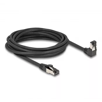 Tinklo kabelis DeLOCK RJ45 Cat.8.1 90° žemyn lenktas / tiesus 5 m juodas