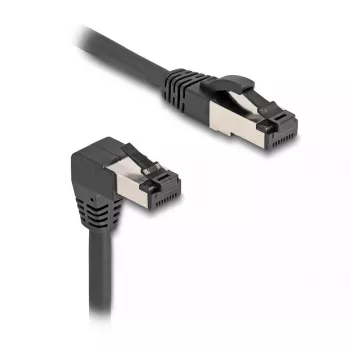 Tinklo kabelis DeLOCK RJ45 Cat.8.1 90° žemyn lenktas / tiesus 5 m juodas