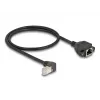 DeLOCK tinklo ilginimo laidas S/FTP RJ45 90° kampuotas į RJ45 Cat.6A 0,5 m juodas