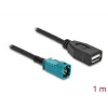Koaksialinis kabelis DELOCK 90703 — HSD Z į USB A, 1 m, juoda/mėlyna