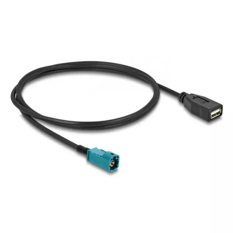 Koaksialinis kabelis DELOCK 90703 — HSD Z į USB A, 1 m, juoda/mėlyna