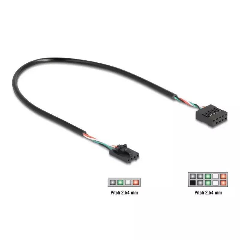 Vidinis USB kabelis DELOCK 83025 — USB 2.0 4 kontaktų į 10 kontaktų, 0,03 m, juodas