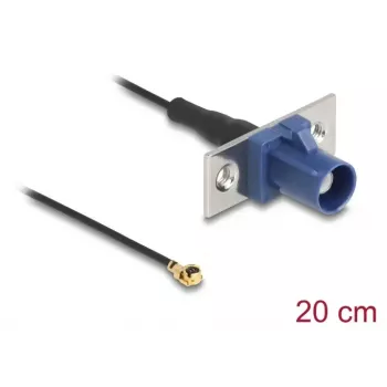Koaksialinis kabelis DELOCK 90731, FAKRA C į I-PEX MHF1, 0,2 m, 1,13 mm, juoda/mėlyna