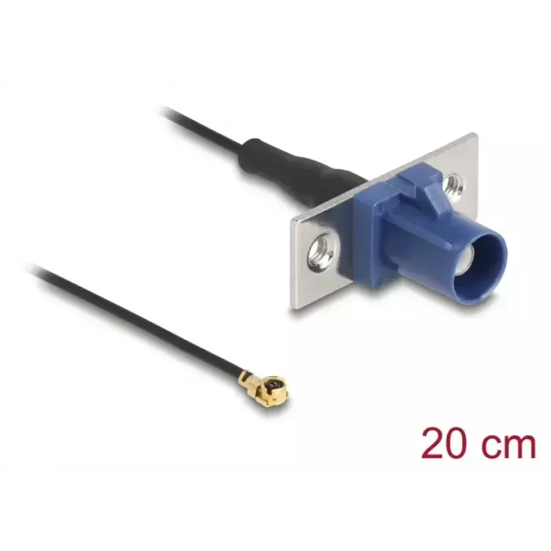 Koaksialinis kabelis DELOCK 90731, FAKRA C į I-PEX MHF1, 0,2 m, 1,13 mm, juoda/mėlyna