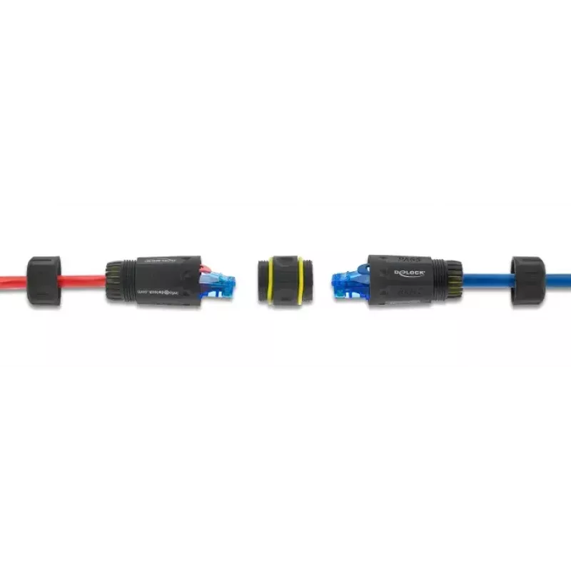 DELOCK RJ45 lizdo į RJ45 lizdą jungties adapteris su M23 sriegiu, skirtas Cat.6a/Cat.7, IP68, juodas
