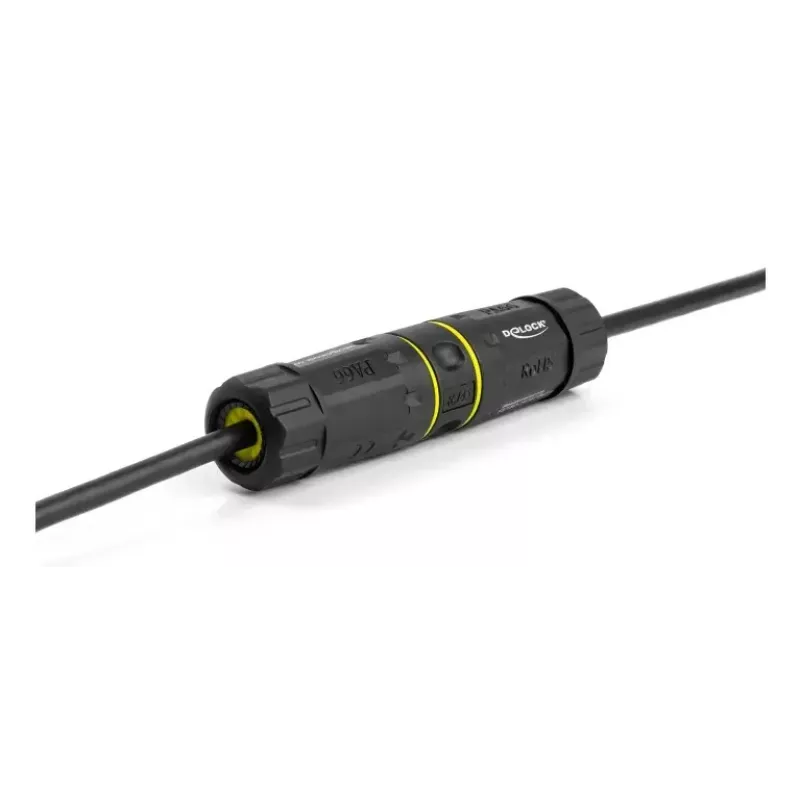 DELOCK RJ45 lizdo į RJ45 lizdą jungties adapteris su M23 sriegiu, skirtas Cat.6a/Cat.7, IP68, juodas