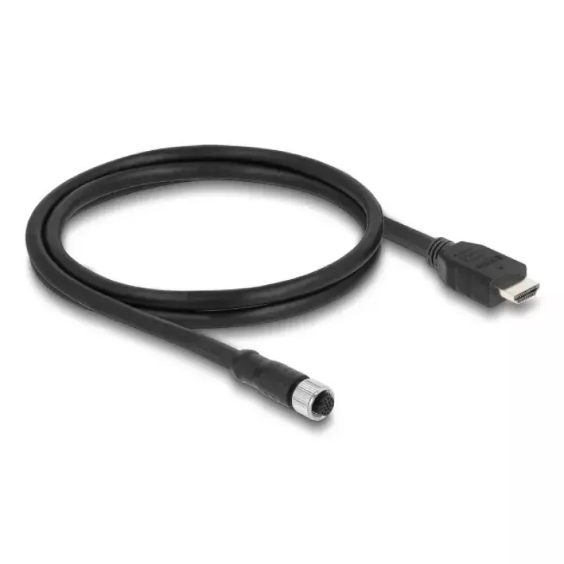 DELOCK M12 A koduotas 17 kontaktų (moteriška) į HDMI (vyriška) laidas — 1 m, juodas