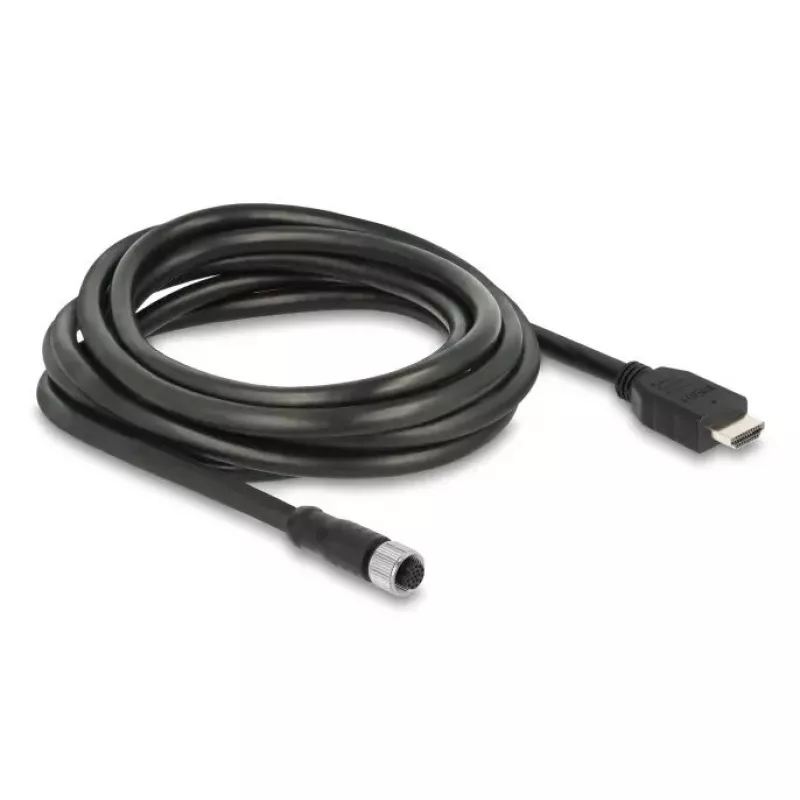 DELOCK kabelis M12 A koduotas 17 kontaktų (moteriška) į HDMI (vyriška) 3 m
