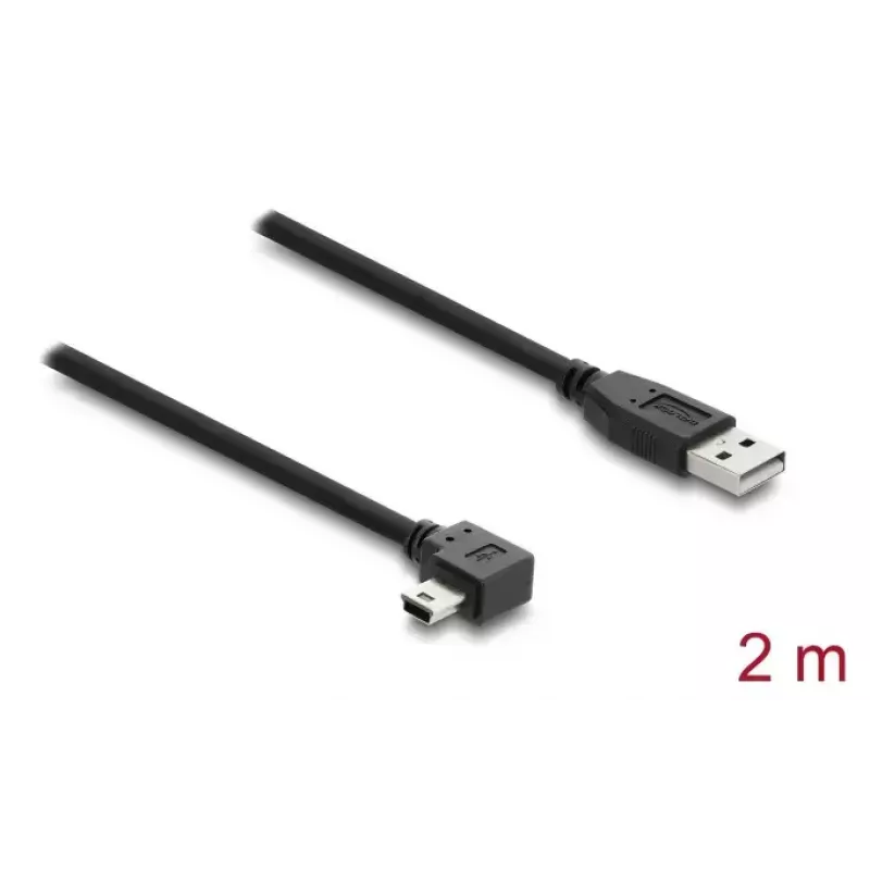 USB 2.0 laidas DELOCK Type-A patinas į Mini-USB B patinas stačiakampis, 2 m, juodas