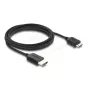 HDMI laidas DELOCK 81688 — 2 m, HDMI A tipo (kištukas) į HDMI C tipo (Mini, kištukas), 48 Gbit/s, iki 7680×4320, paauksuoti kontaktai, juodas