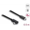 DELOCK bendraašis USB4 Gen 3x2 laidas kampuotas kairėn/dešinėn USB-C į USB-C 40 Gbps USB PD 3.1 240 W 0.5 m