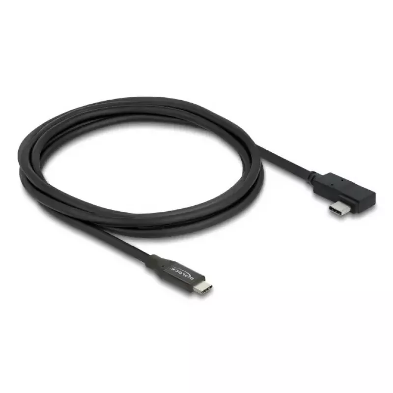 Kabelis DELOCK bendraašis USB4 Gen 3x2 40 Gbps USB-C į USB-C kampinis kairėn/dešinėn PD 3.1 240 W 2 m