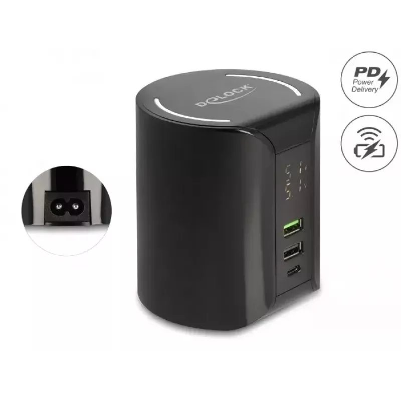DeLOCK USB ir belaidis įkroviklis 1 x USB Type-C PD + 2 x USB Type-A 58 W