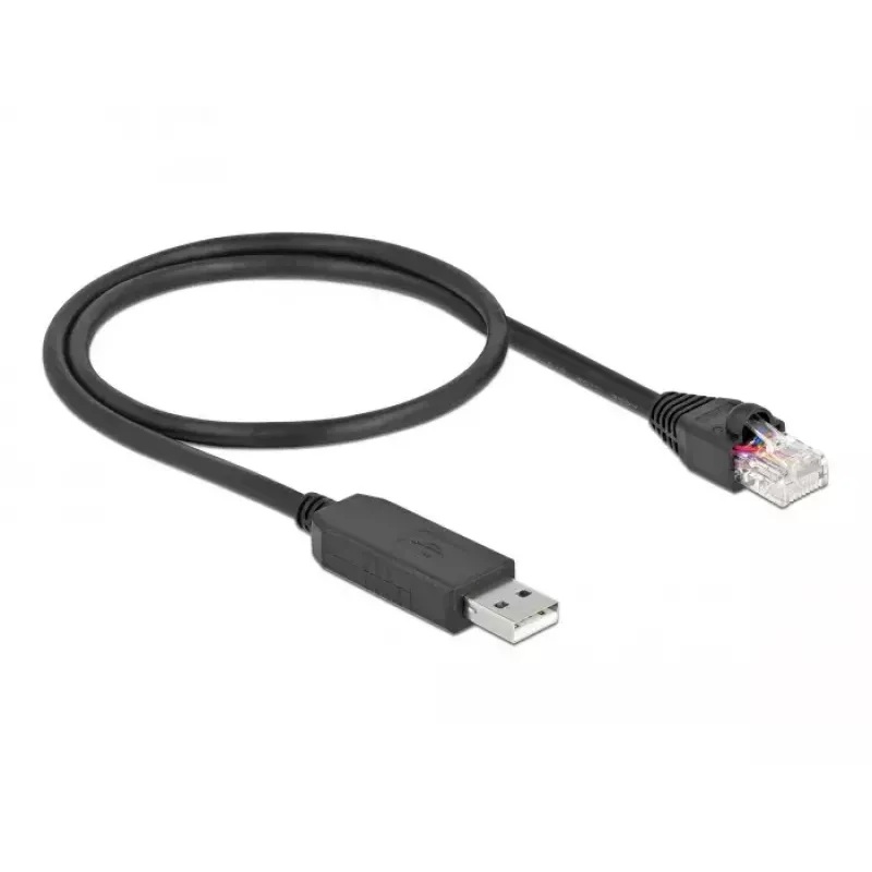 Nuosekliojo ryšio kabelis DeLOCK 64159 USB Type-A į RS-232 RJ45 0,5 m juodas