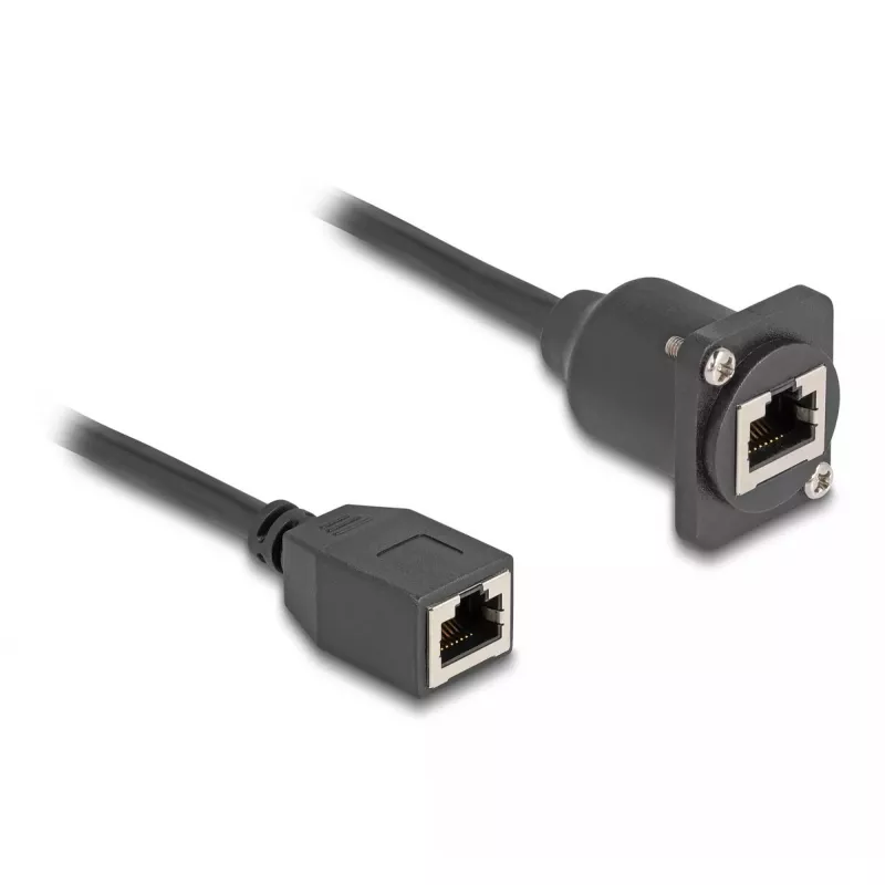 DeLOCK D-Type RJ45 laidas lizdas-lizdas Cat.5e juodas 20 cm