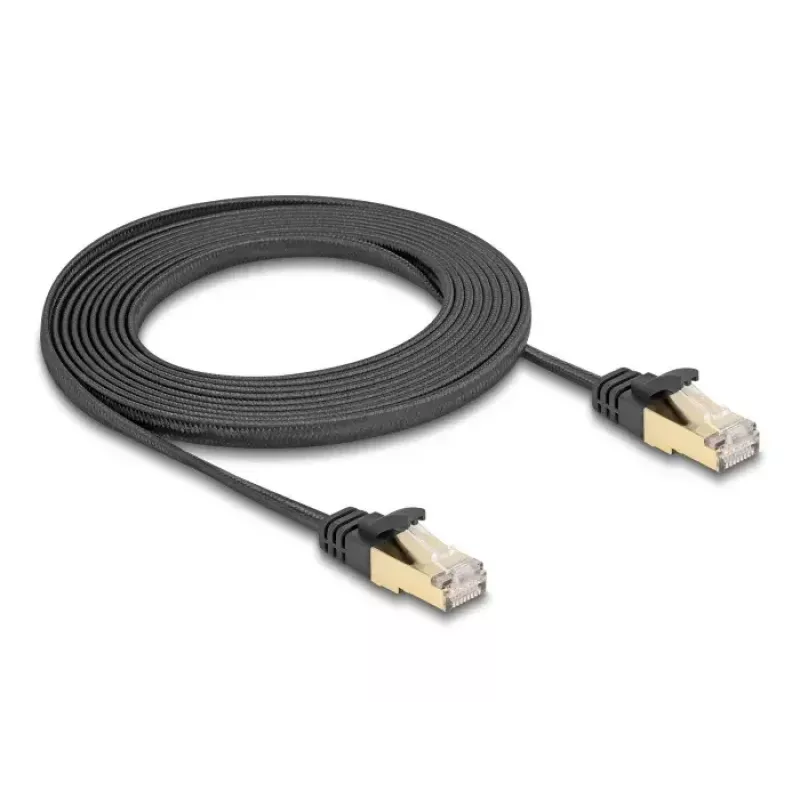 Tinklo kabelis DeLOCK RJ45 plokščias 3m Cat6A juodas