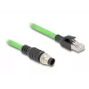Tinklo kabelis DeLOCK M12 kabelis A-koduotas 8 kontaktų kištukas į RJ45 kištuką PUR (TPU) 2 m