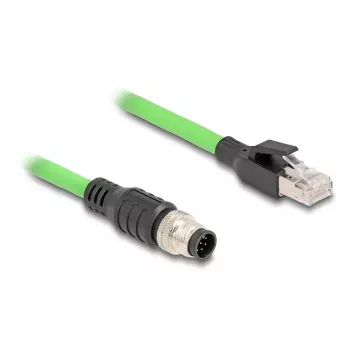 Tinklo kabelis DeLOCK M12 kabelis A-koduotas 8 kontaktų kištukas į RJ45 kištuką PUR (TPU) 2 m