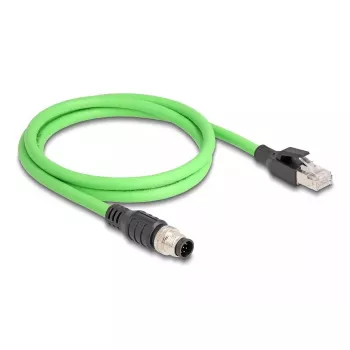 Tinklo kabelis DeLOCK M12 kabelis A-koduotas 8 kontaktų kištukas į RJ45 kištuką PUR (TPU) 2 m