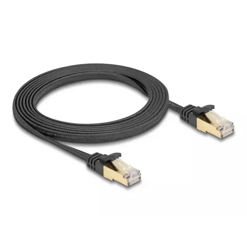 Tinklo laidas DeLOCK RJ45 Plokščias Cat.6A 2 m Juodas