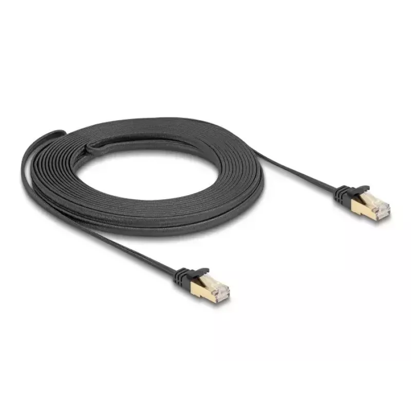Tinklo kabelis DeLOCK RJ45 Plokščias 10 m Cat6A Juodas