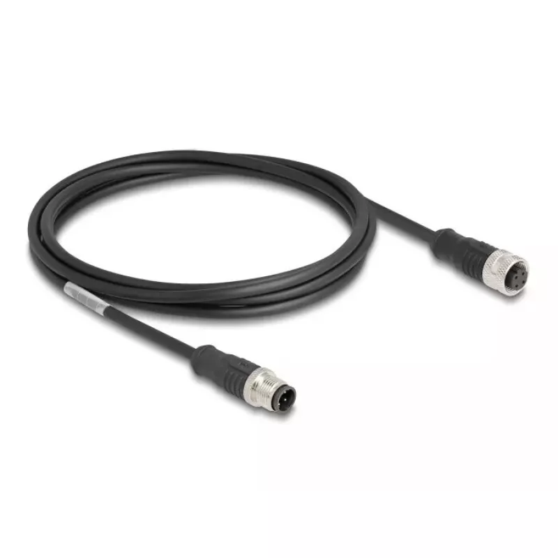 Tinklo kabelis DeLOCK M12 kabelis D-coded 4 pin male to female Cat5e 2 m juodas