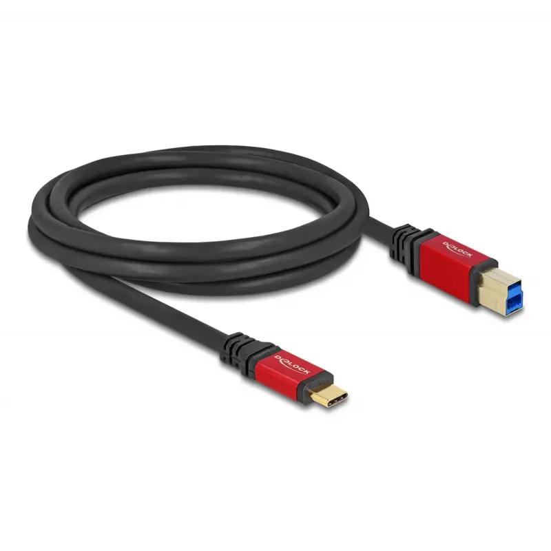 DeLOCK USB laidas USB Type-C į USB Type-B 2 m 5 Gbps raudonas metalinis