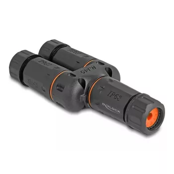 Tinklo kabelis DeLOCK 88143 Y formos adapteris RJ45 į 2 x RJ45 Cat.6 juodas