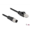 Tinklo kabelis DeLOCK M12, D koduotas 4 kontaktų kištukas – RJ45 kištukas, Cat5e, 1 m, juodas