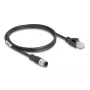 Tinklo kabelis DeLOCK M12, D koduotas 4 kontaktų kištukas – RJ45 kištukas, Cat5e, 1 m, juodas
