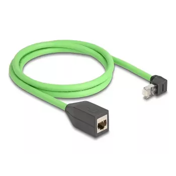 Tinklo kabelis DeLOCK RJ45 Cat.6A aukštyn kampuotas kištukas į lizdą 1 m Žalias