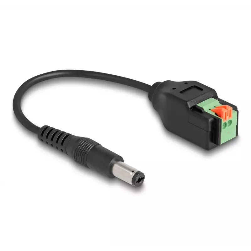 DeLOCK DC kabelis 2,1 x 5,5 mm kištukas į 2 kontaktų gnybtų bloko adapterį 15 cm