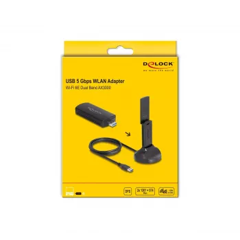 DeLOCK Wi-Fi 6E Dual Band WLAN USB Adapter AX3000 1201 Mbps