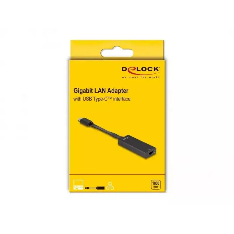 DeLOCK 66246 kabelio lyties keitiklis RJ-45 USB C Juodas 0.09 m
