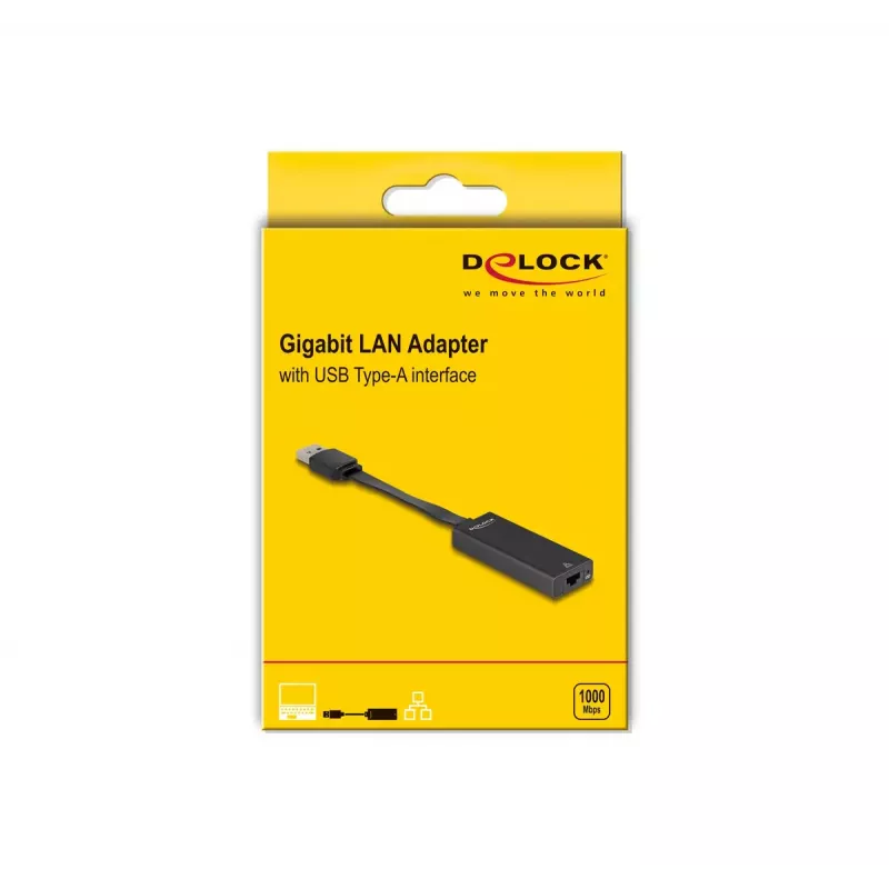 DeLOCK 66245 kabelio lyčių keitiklis USB Type-A RJ-45 juodas 0,09 m
