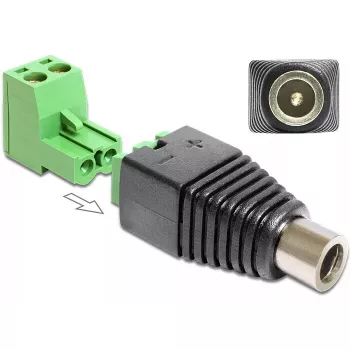 Jungčių adapterio keitiklis DeLOCK 65423 DC 2.1 x 5.5 mm 2p juoda žalia