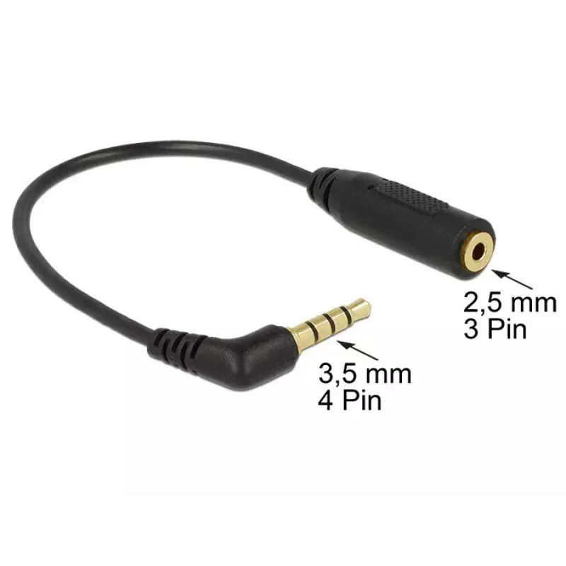 Garsinis kabelis DeLOCK 0,175 m 3,5 mm / 2,5 mm juodas